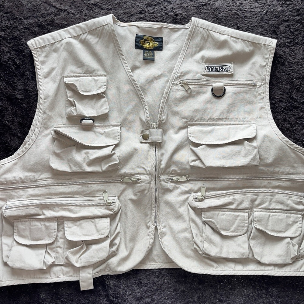White River Khaki Fishing Vest‎ So Many Pockets Mens 2XL